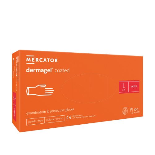 Mercator Dermagel latex kesztyű (100db - L) fehér, púdermentes