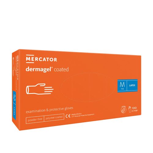 Mercator Dermagel latex kesztyű (100db - M) fehér, púdermentes