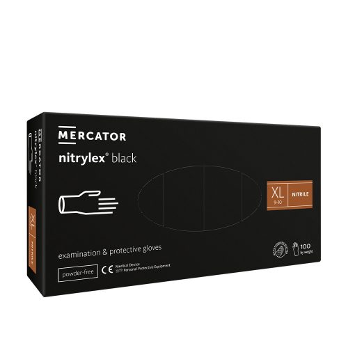 Mercator Nitrylex kesztyű (100db - XL) fekete, púdermentes