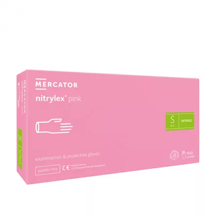 Mercator Nitrylex kesztyű (100db - S) pink, púdermentes